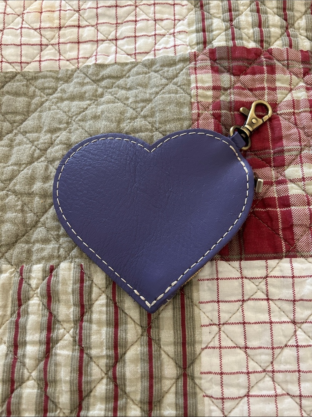 Portland Leather Purple Heart Keychain Coin Purse